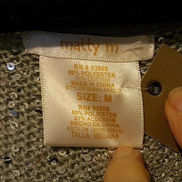 matty m Silver Gray Tank Top Open Weave Sequins Light Festival Sexy Sparkly sz M - Picture 6 of 6